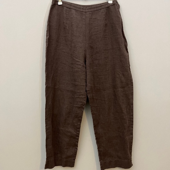 Kathleen Sommers Brown Linen Pants size 8 - Picture 1 of 4